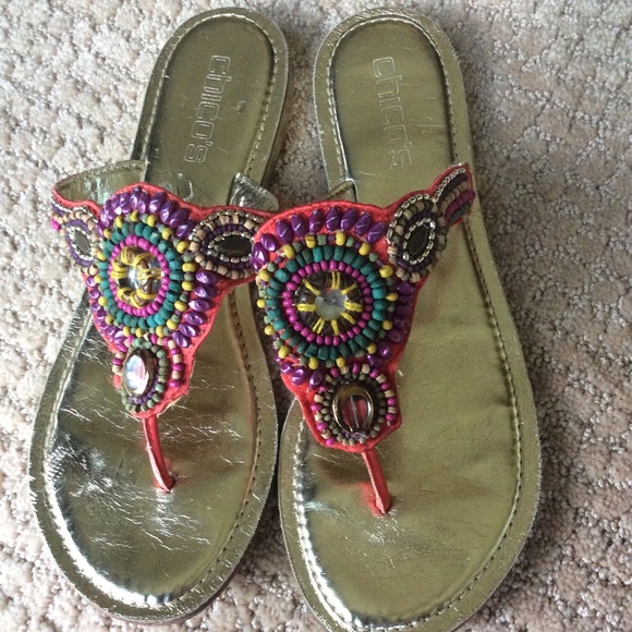 Chico's Shoes - FINAL 💗 Chico’s Beaded Flip Flops